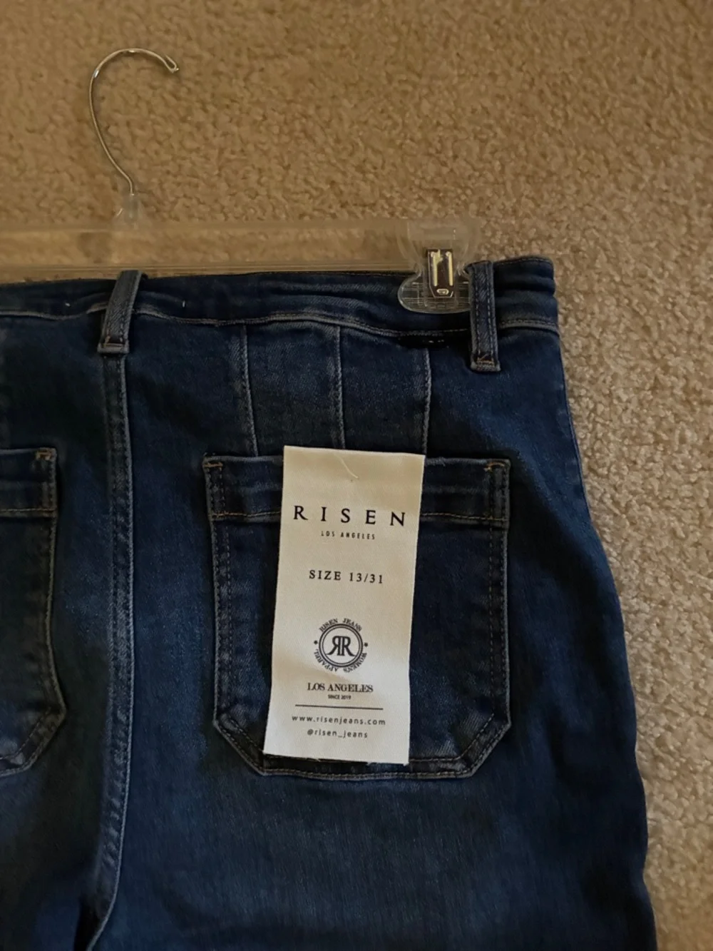 Wide Leg Women's Jeans - Dark Blue Flare - Picture 3 of 4